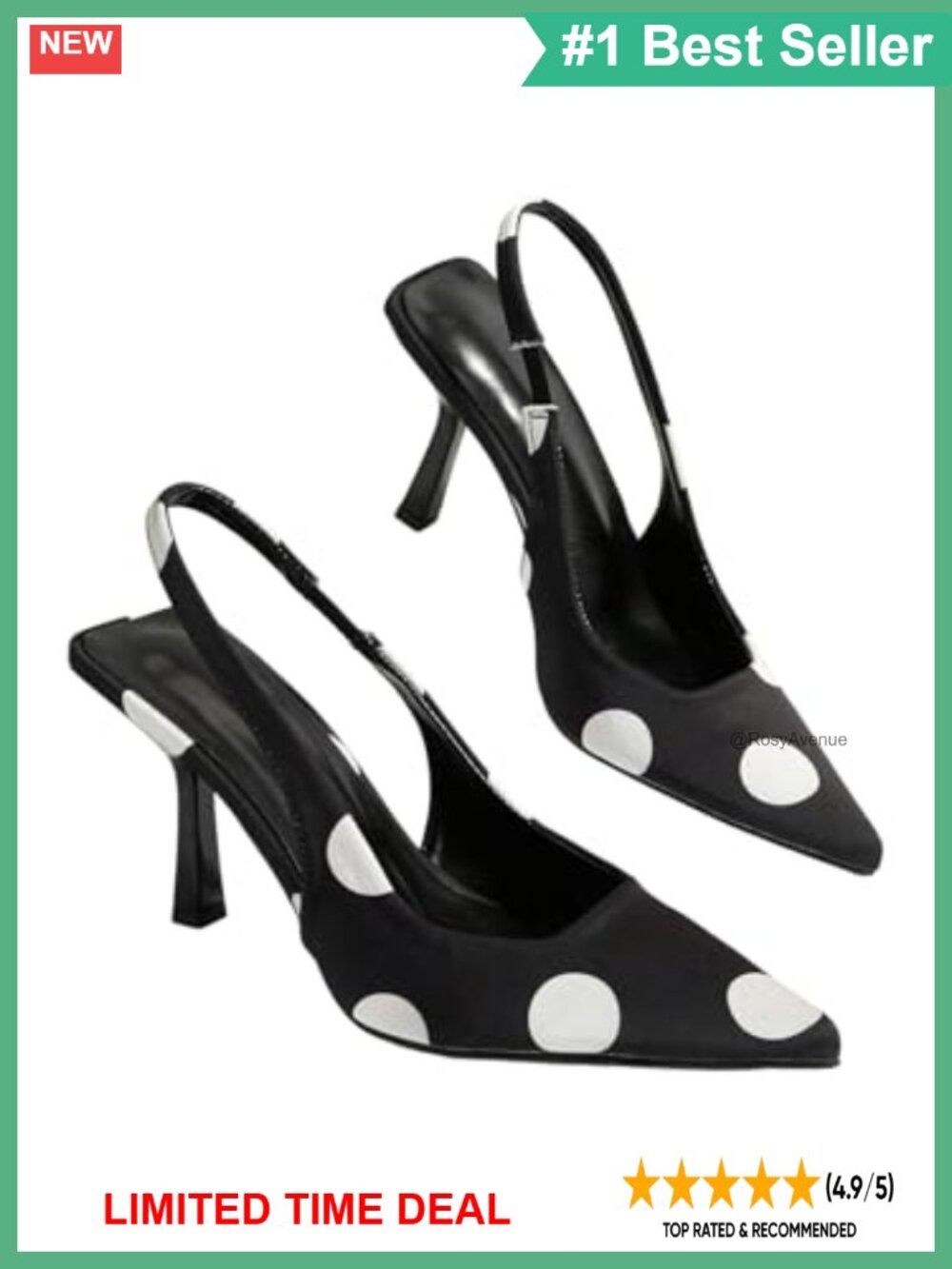 Polka Dot Slingback Stiletto Pumps Pointed Toe Ankle Strap Heels for Wedding